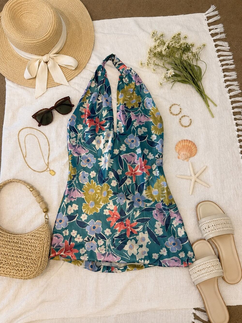 Promesa Floral Halter Mini Dress